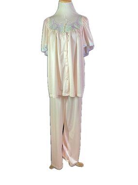 Vintage Henson Kickernick Size XL Pale Pink Pajama Set Nylon